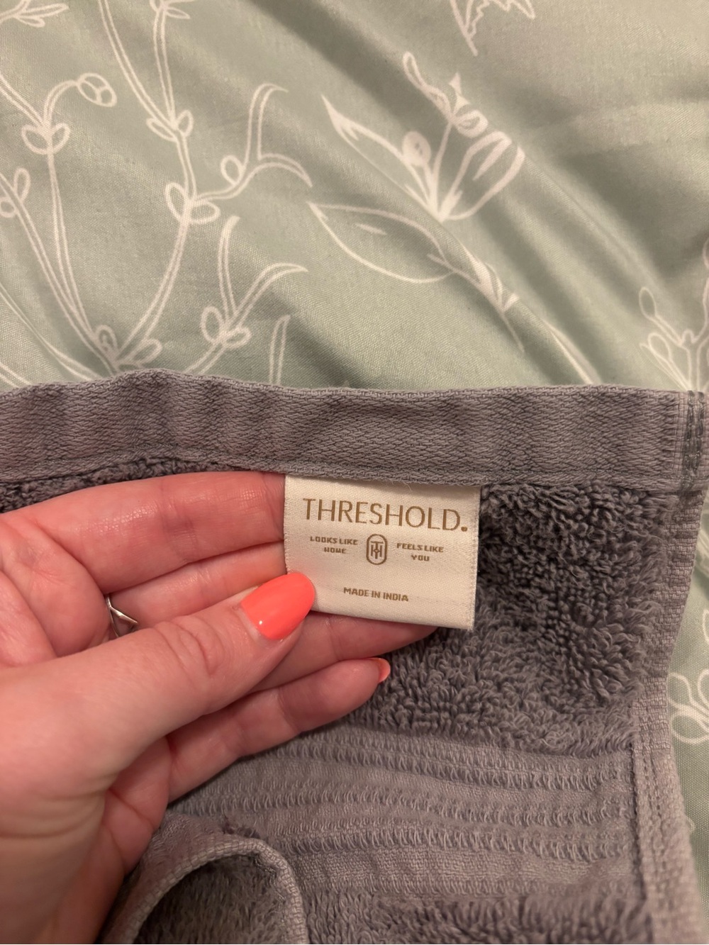 Threshold Gray Towels with Subtle Ribbed Trim - Picture 4 of 6